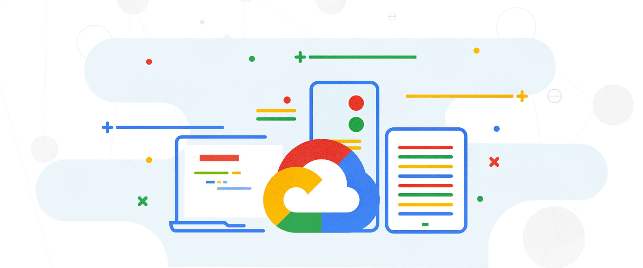 Cloud computing on various devices illustration