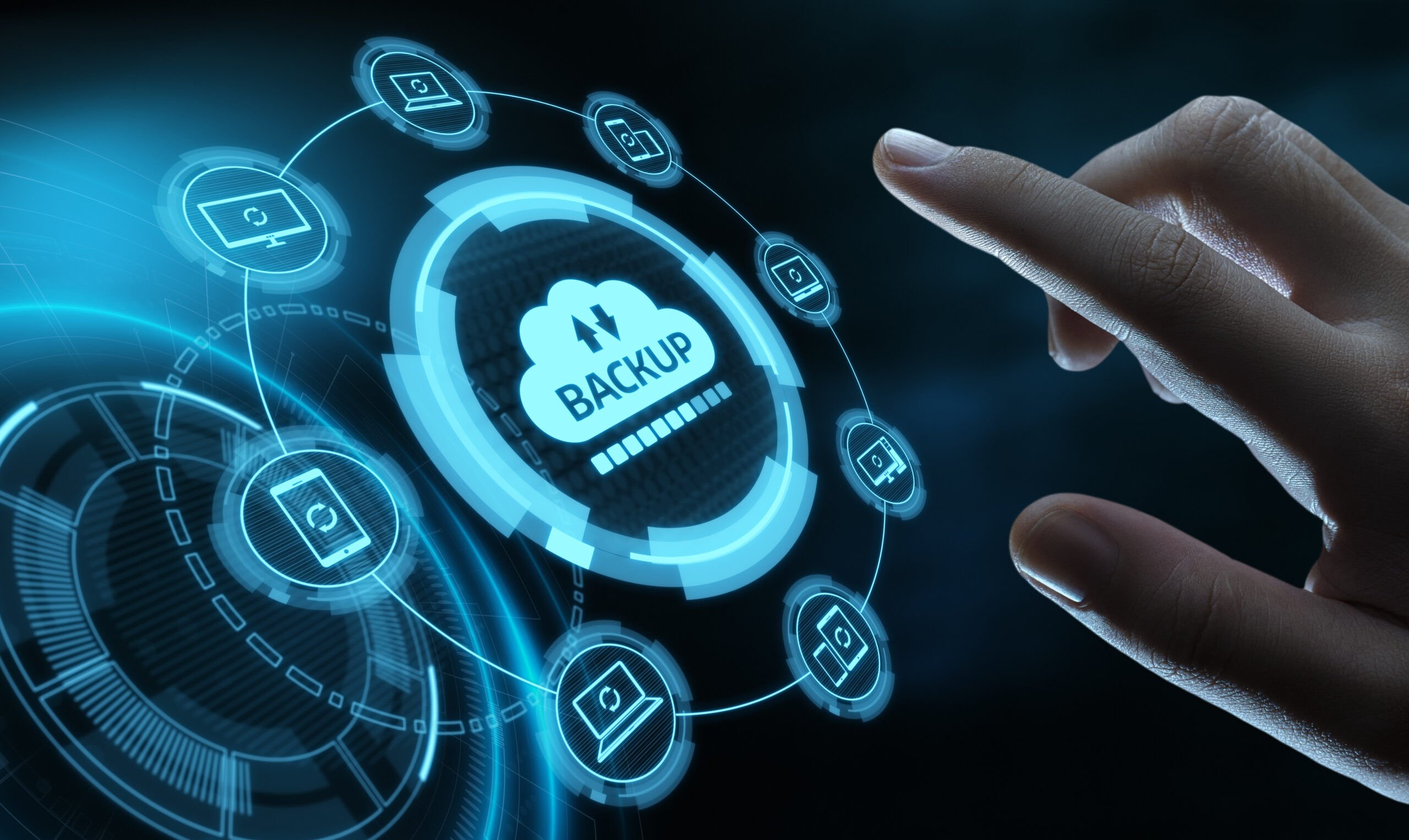 Data backup planning image with cloud backup interface and protected endpoint paths